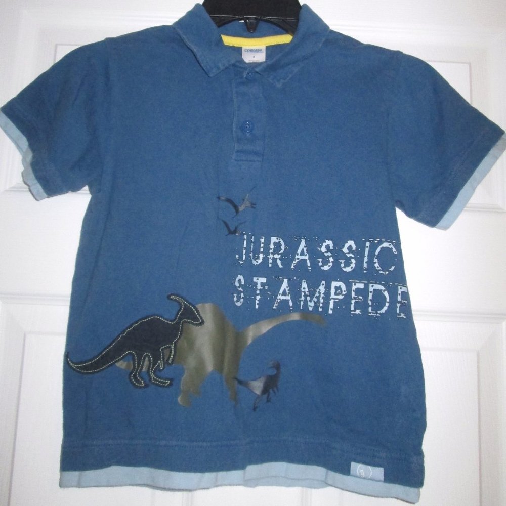 Gymboree Jurassic Stampede Blue Polo Top Sz 6 Boys